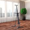 Soozier Vertical Climber Exercise Machine Folding Adjustable Stair Workout with Display Monitor Black