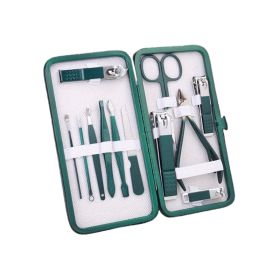 Portable Travel Nail Clipper Set for Manicure Pedicure Set (Color: Green & White, Type: Nail Tools)